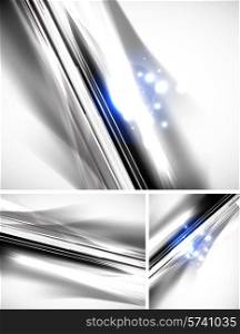 Grayscale abstract geometric line background with blue sparkling