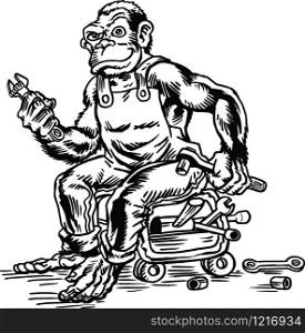 Grease Monkey Cartoon Vector Illustration