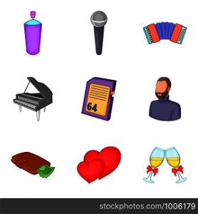 Great affection icons set. Cartoon set of 9 great affection vector icons for web isolated on white background. Great affection icons set, cartoon style