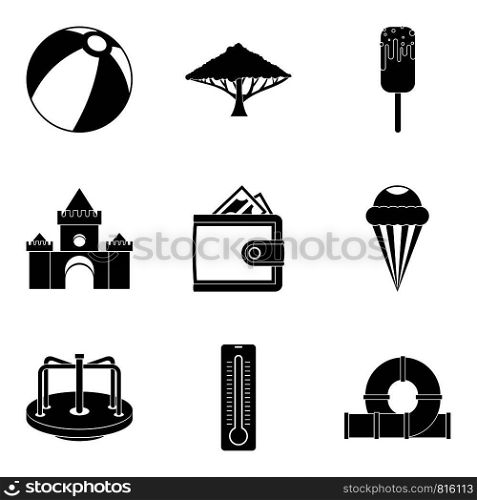 Great amusement park icons set. Simple set of 9 great amusement park vector icons for web isolated on white background. Great amusement park icons set, simple style
