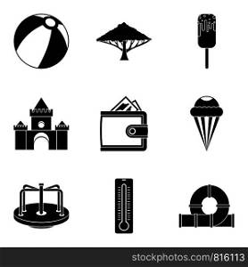Great amusement park icons set. Simple set of 9 great amusement park vector icons for web isolated on white background. Great amusement park icons set, simple style