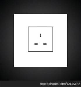 Great britain electrical socket icon. Black background with white. Vector illustration.
