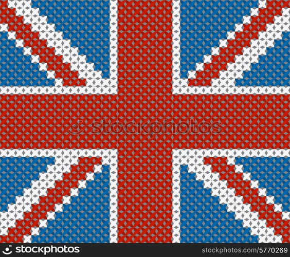 Great Britain flag background made with embroidery cross-stitch.