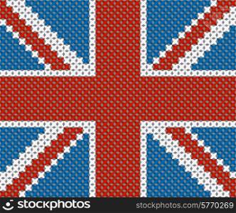 Great Britain flag background made with embroidery cross-stitch.