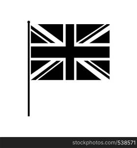 Great Britain flag with flagpole icon in simple style on a white background. Great Britain flag with flagpole icon