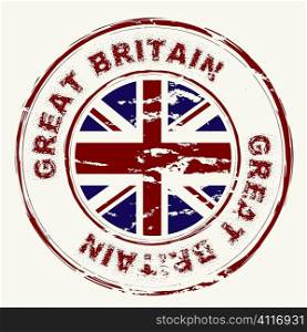 Great britain grunge ink rubber stamp with union flag