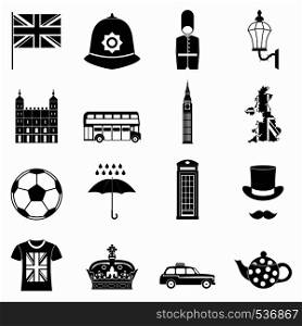 Great Britain icons set in simple style on a white background. Great Britain icons set, simple style
