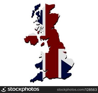 great britain map with flag