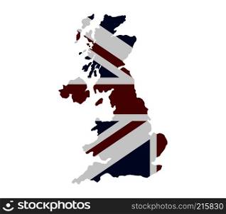 great britain map with flag