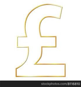 Great britain pound GBP currency golden sign outline isolated on white background. Currency by Central Bank of United Kingdom. Vector illustration.. Great britain pound GBP currency golden sign outline isolated on white background. Currency by Central Bank of United Kingdom.