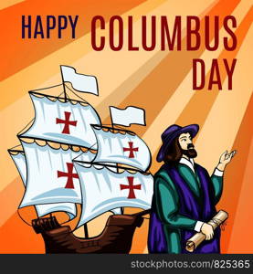 Great columbus day concept banner. Cartoon illustration of great columbus day vector concept banner for web design. Great columbus day concept banner, cartoon style