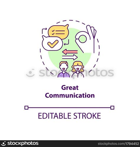 Great communication concept icon. Easy talking about everything. Mature couple discussion abstract idea thin line illustration. Vector isolated outline color drawing. Editable stroke. Great communication concept icon