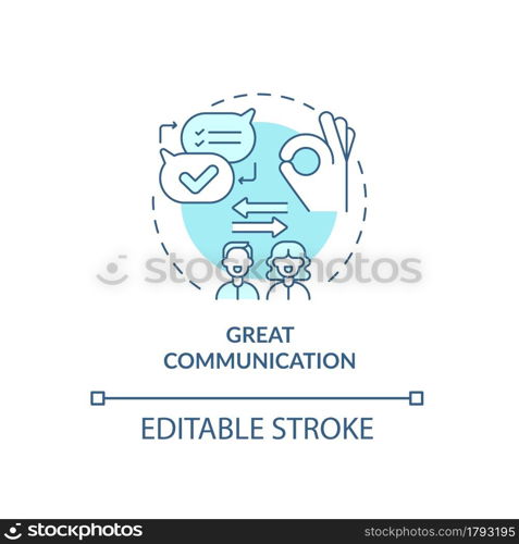 Great communication in mature relationship concept icon. Togetherness and absolute unerstanding abstract idea thin line illustration. Vector isolated outline color drawing. Editable stroke. Great communication in mature relationship concept icon