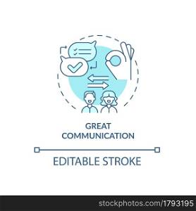 Great communication in mature relationship concept icon. Togetherness and absolute unerstanding abstract idea thin line illustration. Vector isolated outline color drawing. Editable stroke. Great communication in mature relationship concept icon