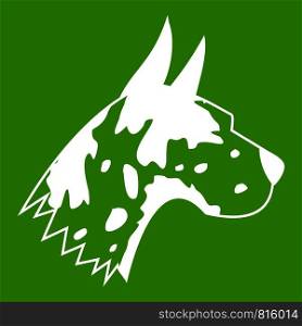Great dane dog icon white isolated on green background. Vector illustration. Great dane dog icon green