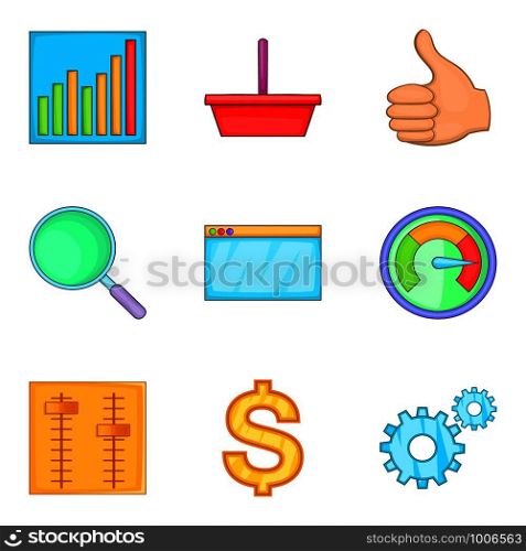 Great effort icons set. Cartoon set of 9 great effort vector icons for web isolated on white background. Great effort icons set, cartoon style