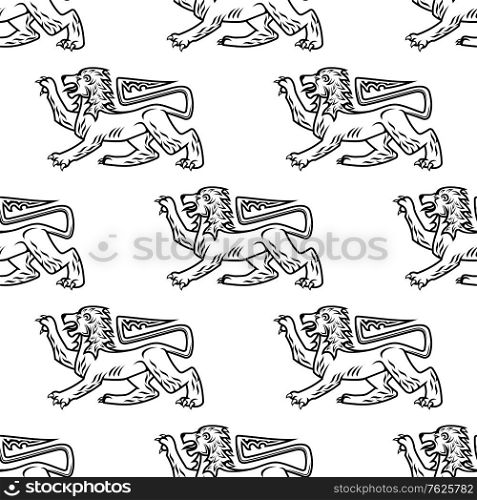 Great heraldic lion seamless in outline style for wallpaper, heraldry or royal design