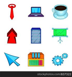 Great project icons set. Cartoon set of 9 great project vector icons for web isolated on white background. Great project icons set, cartoon style