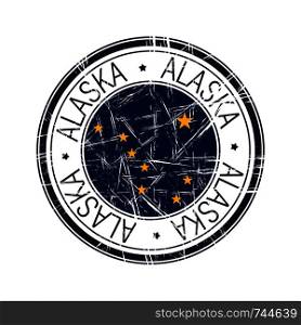 Great state of Alaska postal rubber stamp, vector object over white background