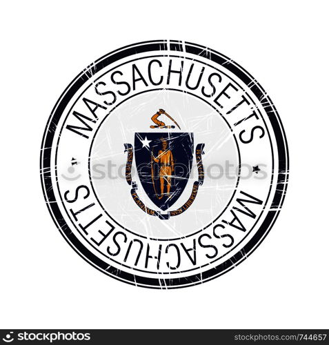 Great state of Massachusetts postal rubber stamp, vector object over white background