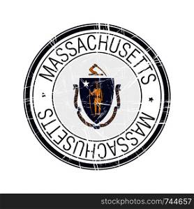 Great state of Massachusetts postal rubber stamp, vector object over white background