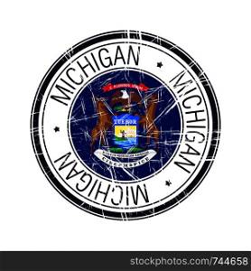 Great state of Michigan postal rubber stamp, vector object over white background