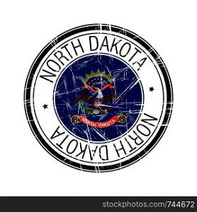 Great state of North Dakota postal rubber stamp, vector object over white background
