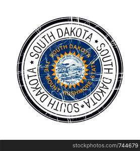 Great state of South Dakota postal rubber stamp, vector object over white background