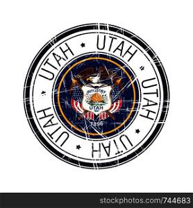 Great state of Utah postal rubber stamp, vector object over white background