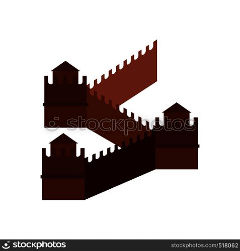 Great Wall of China icon in flat style isolated on white background. Great Wall of China icon, flat style