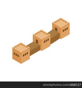Great Wall of China icon in isometric 3d style on a white background. Great Wall of China icon, isometric 3d style