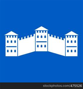 Great Wall of China icon white isolated on blue background vector illustration. Great Wall of China icon white