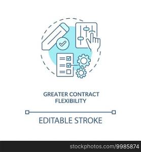 Greater contract flexibility concept icon. Contract management automation advantages. Delivery value rapidly idea thin line illustration. Vector isolated outline RGB color drawing. Editable stroke. Greater contract flexibility concept icon