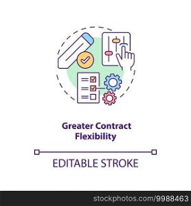 Greater contract flexibility concept icon. Contract management automation benefits. Deliver value rapidly idea thin line illustration. Vector isolated outline RGB color drawing. Editable stroke. Greater contract flexibility concept icon