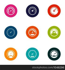 Greater speed icons set. Flat set of 9 greater speed vector icons for web isolated on white background. Greater speed icons set, flat style