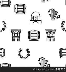 Greece Country History Seamless Pattern Vector Thin Line. Illustrations. Greece Country History Seamless Pattern Vector