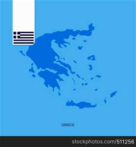 Greece Country Map with Flag over Blue background. Vector EPS10 Abstract Template background