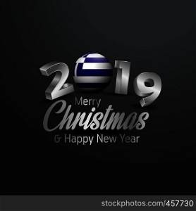 Greece Flag 2019 Merry Christmas Typography. New Year Abstract Celebration background