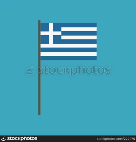 Greece flag icon in flat design. Independence day or National day holiday concept.