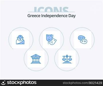 Greece Independence Day Blue Icon Pack 5 Icon Design. zodiac . astrology. greek. theater. masks