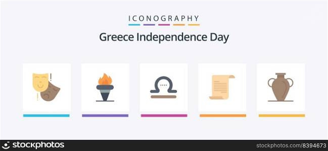Greece Independence Day Flat 5 Icon Pack Including greece. greece. olympic. text. greece. Creative Icons Design