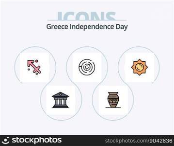 Greece Independence Day Line Filled Icon Pack 5 Icon Design. zodiac . astrology. seurity. vase. history