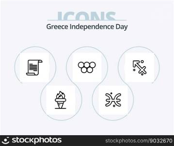 Greece Independence Day Line Icon Pack 5 Icon Design. greek. ireland. writer. cup. jar