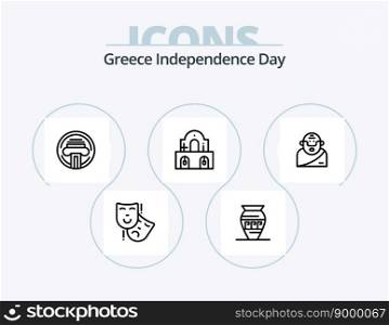 Greece Independence Day Line Icon Pack 5 Icon Design. horses. easter. vase. church. building
