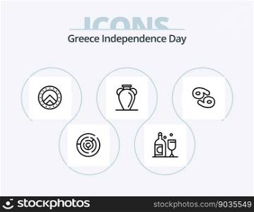 Greece Independence Day Line Icon Pack 5 Icon Design. sun. labyrinth. greece. circle maze. greece