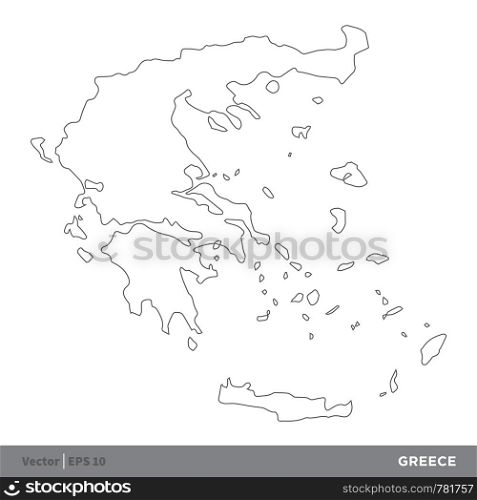 Greece - Outline Europe Country Map Vector Template, stroke editable Illustration Design. Vector EPS 10.