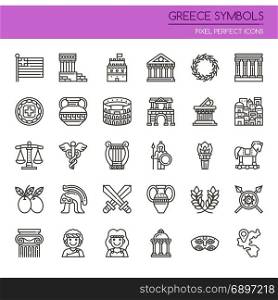 Greece Symbols , Thin Line and Pixel Perfect Icons