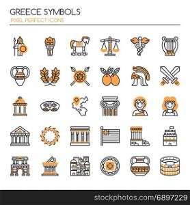 Greece Symbols , Thin Line and Pixel Perfect Icons