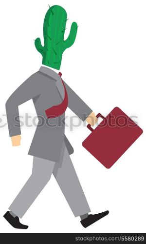 Greedy businessman walking alone
