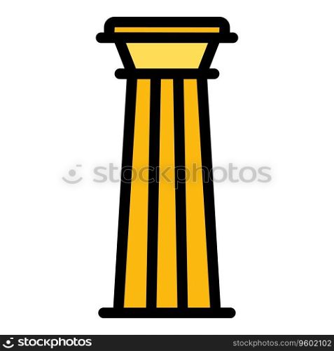 Greek column icon outline vector. History pillar. House hall color flat. Greek column icon vector flat